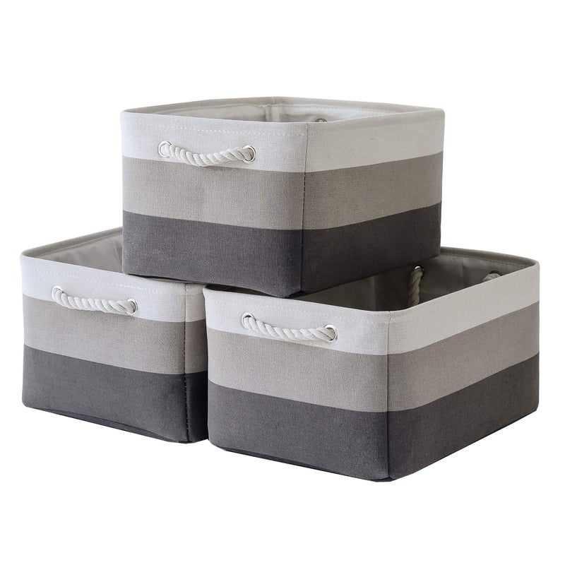 Sacyic Large Storage Baskets for Shelves, Fabric Baskets for Organizing, Collapsible Storage Bins for Closet, Nursery, Clothes, Toys, Home & Office [3-Pack, Gray Gradient] - Image 1